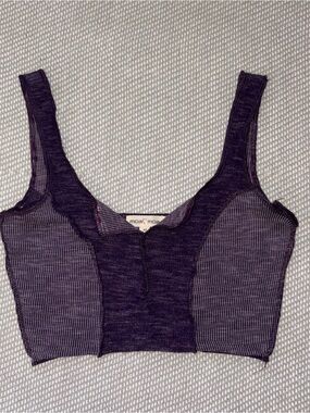 Moa Moa Purple Cropped Tank Top Sz Xs Colorblock Form Fitting